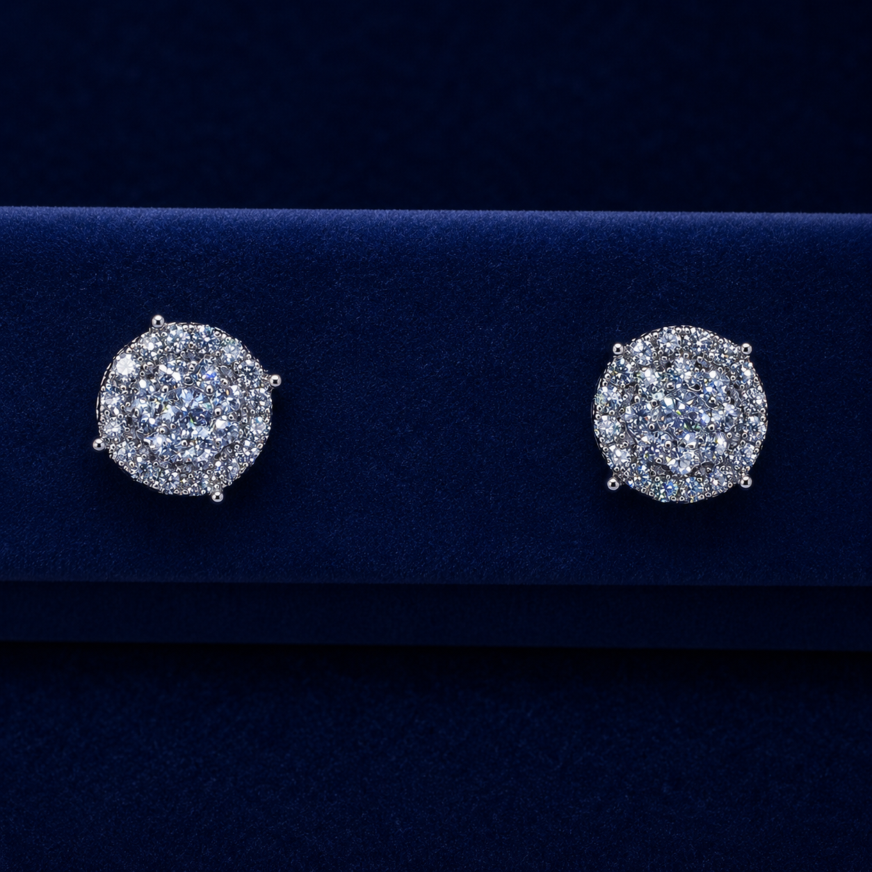 3D Two-Layer Round Cluster Stud Earrings