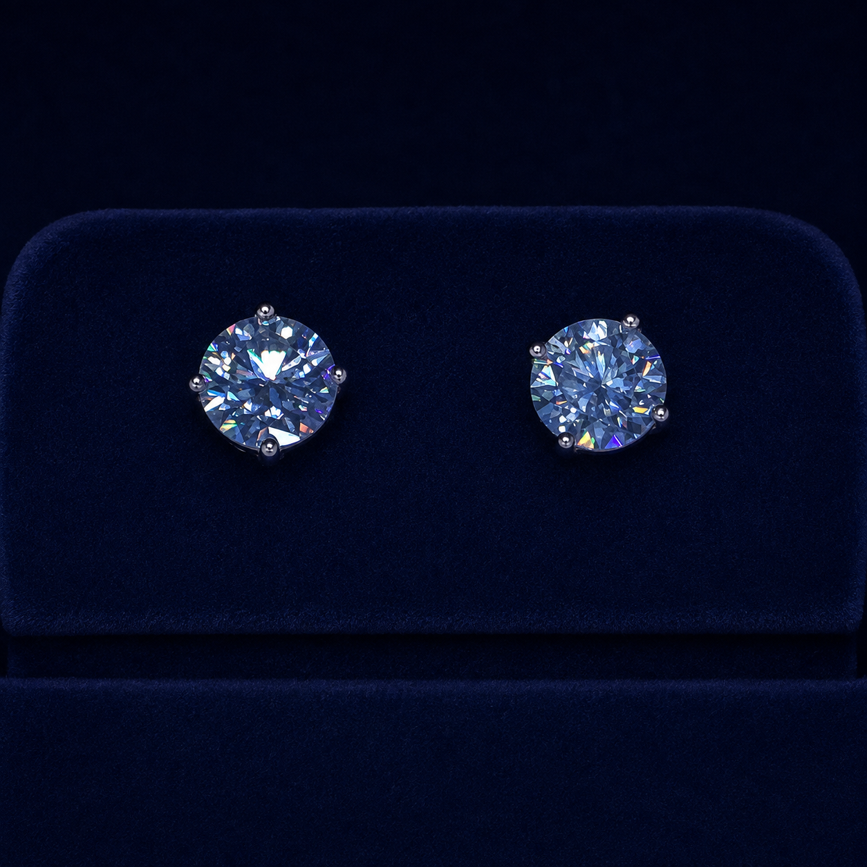Large Round Solitaire Stud Earrings