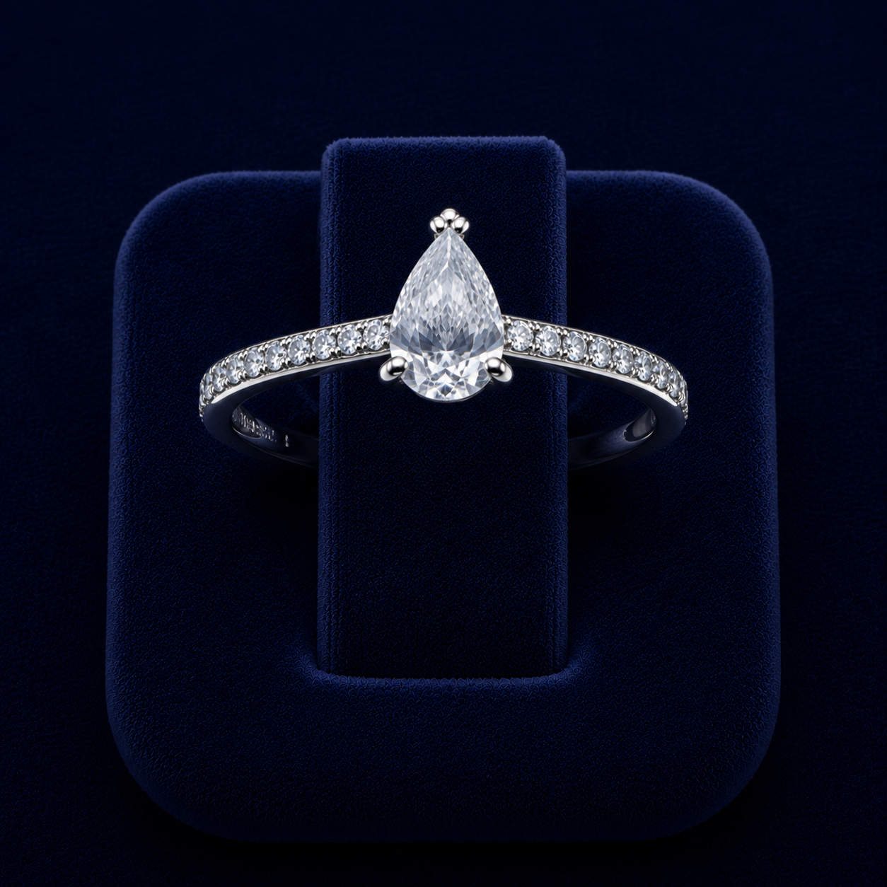 2 CT Pear-Cut Moissanite Pave Engagement Ring