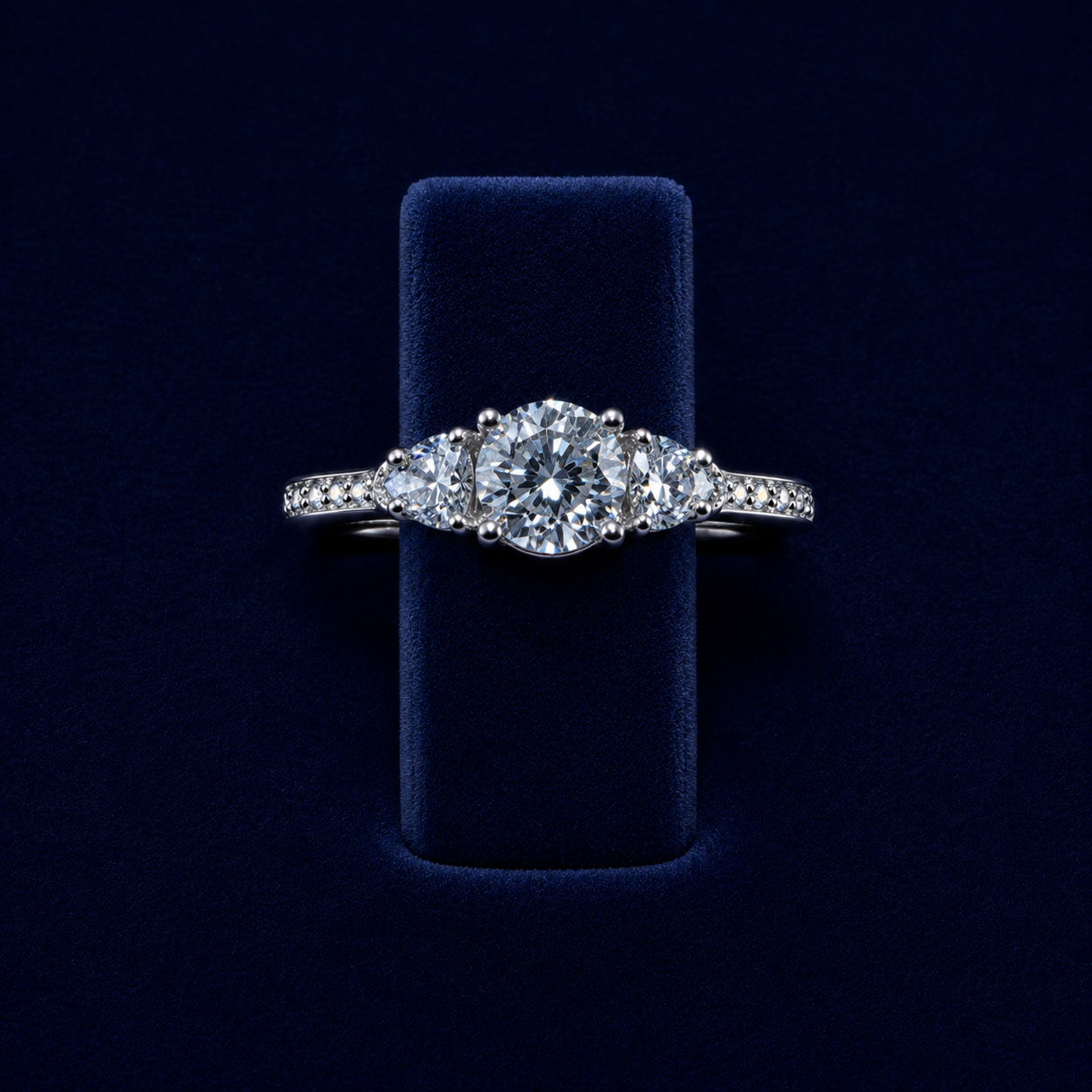 3 CT Round & Pear-Cut VVS Moissanite Diamond Three-Stone Ring