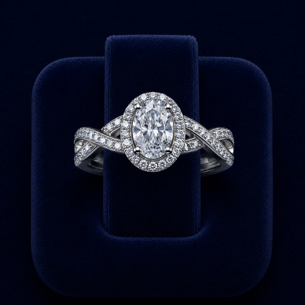 3 CT Oval-Cut VVS Moissanite Diamond Halo Engagement Ring