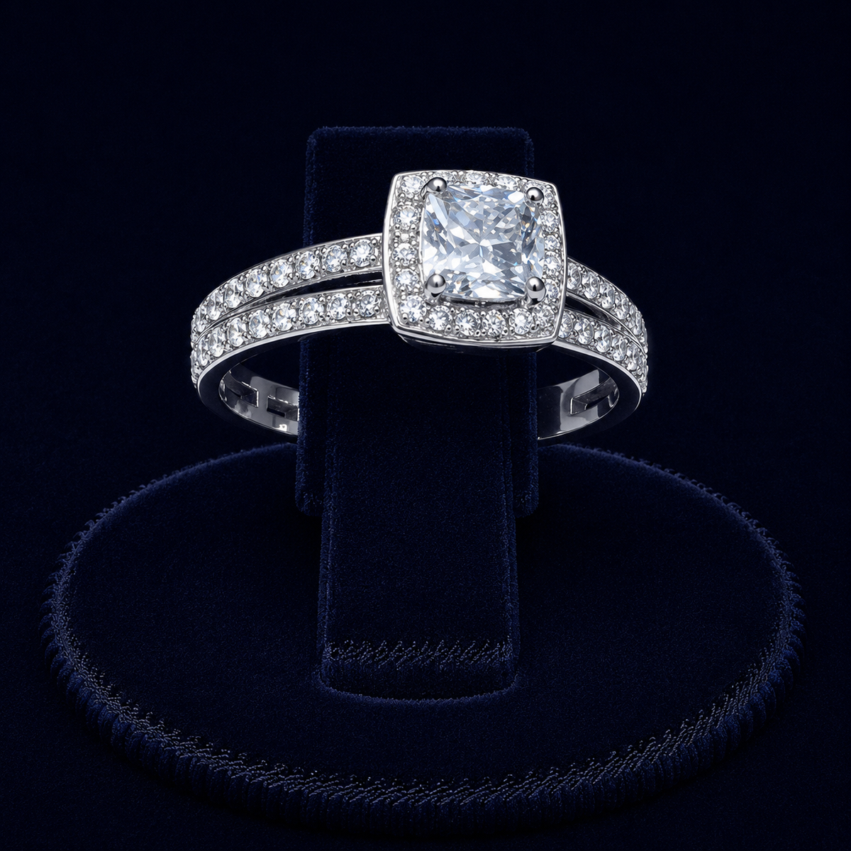 3 CT Princess-Cut VVS Moissanite Diamond Halo Bridal Ring Set