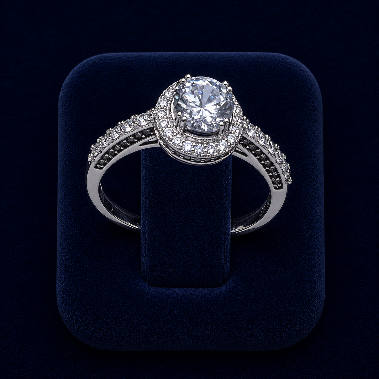 3 CT Round-Cut VVS Moissanite Diamond Double-Halo Engagement Ring