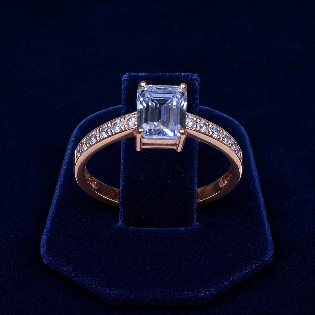 5 CT Emerald-Cut VVS Moissanite Diamond Pavé Engagement Ring (Channel Shoulders) By Shaped Jewelers