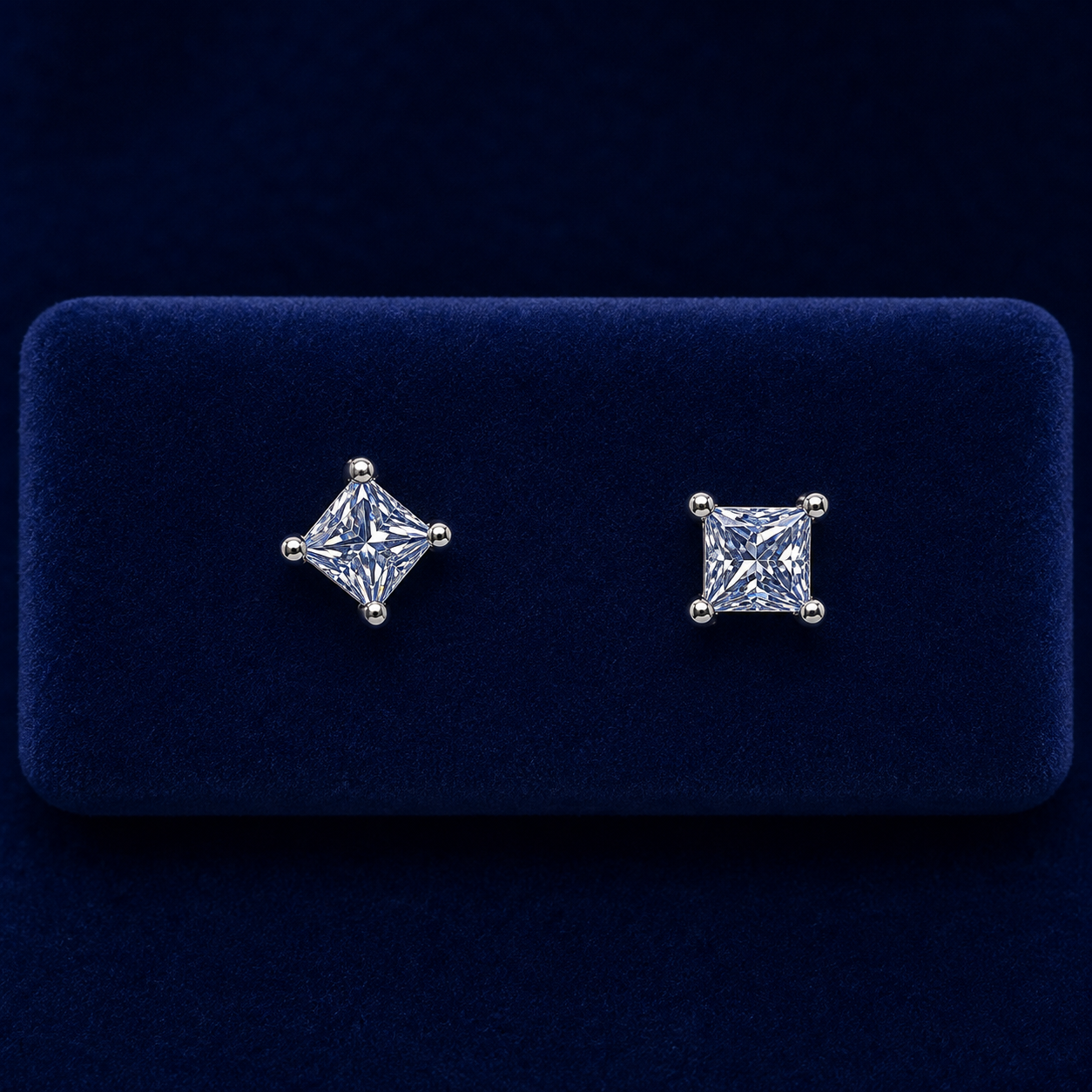 Princess-Cut Solitaire Stud Earrings