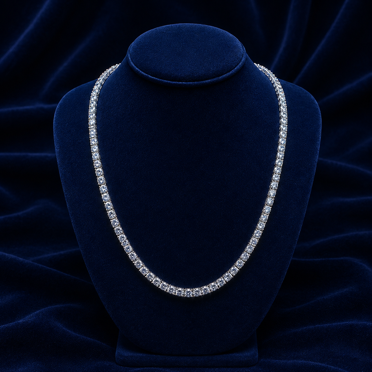 4mm Sterling Silver Moissanite Tennis Chain — 20"