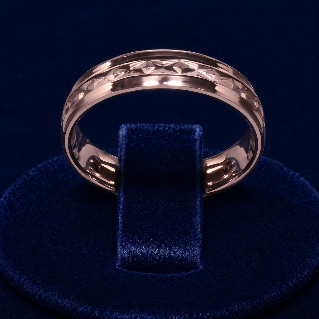 Diamond-Cut X-Pattern Band Ring By Shaped Jewelers