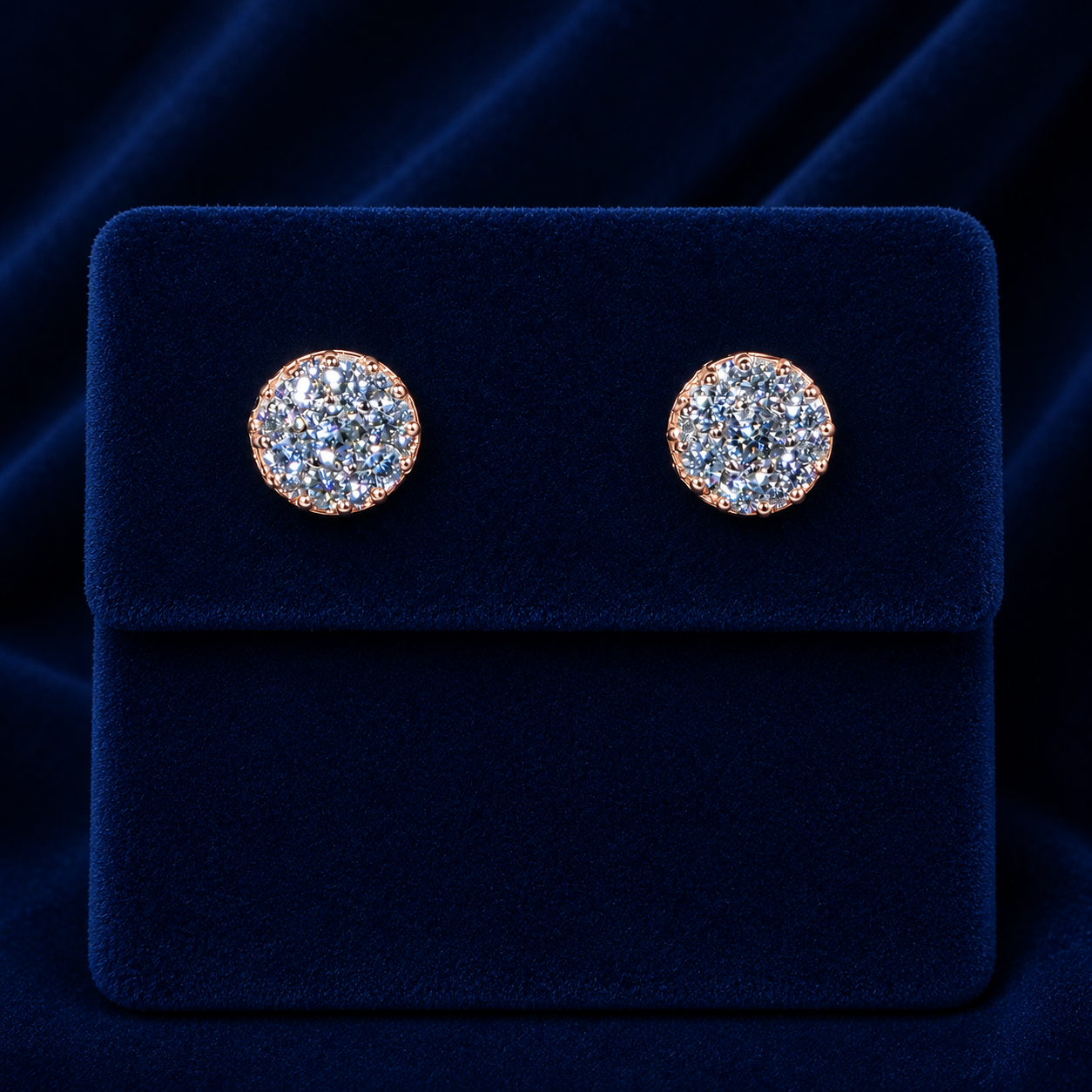 Domed Micropave Cluster Stud Earrings By Shaped Jewelers