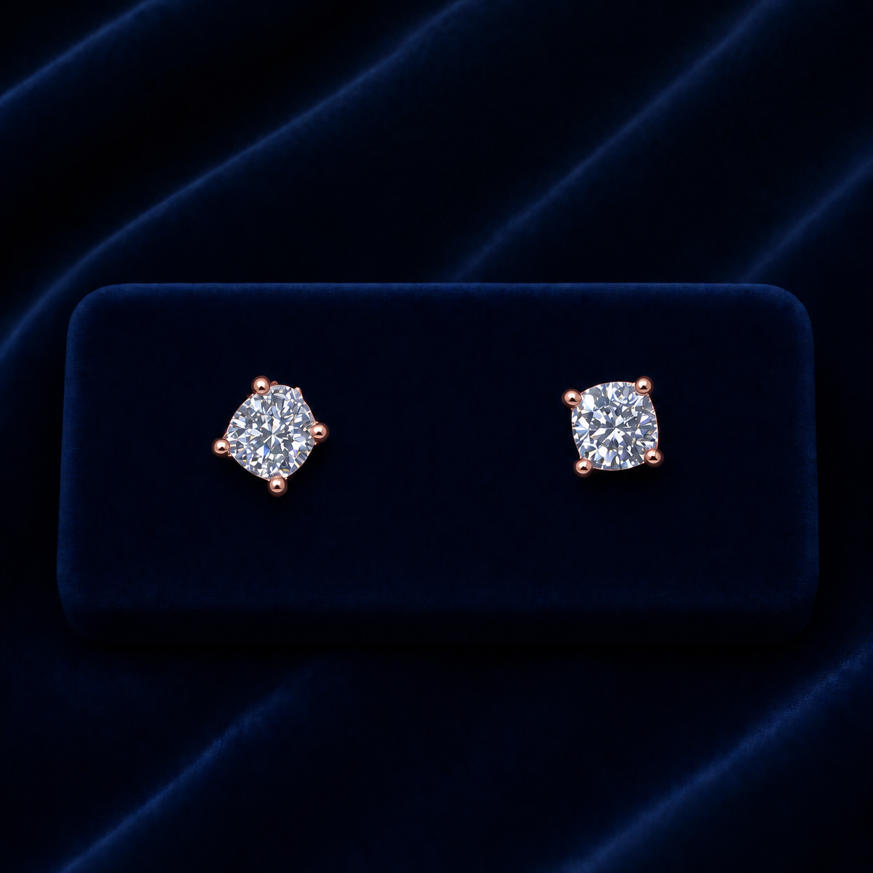 Four-Prong Compass Round Solitaire Stud Earrings By Shaped Jewelers