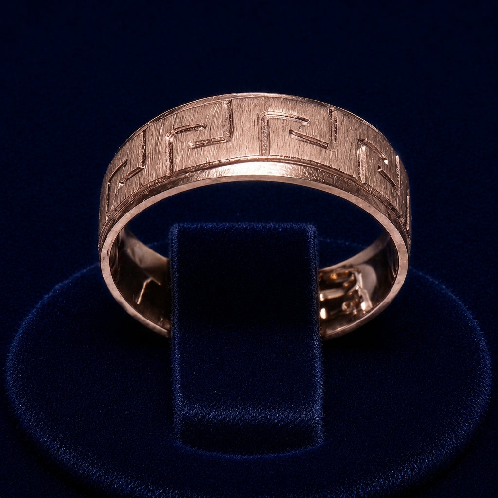 Greek Key Diamond-Cut Band Ring By Shaped Jewelers