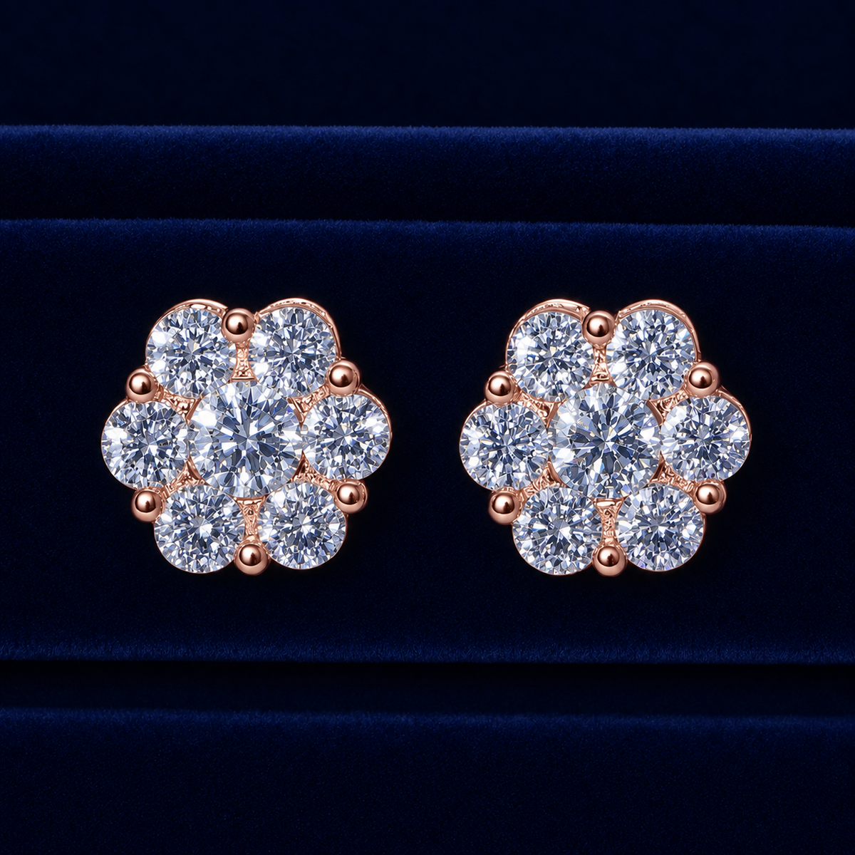 Large Flower Cluster Stud Earrings By Shaped Jewelers