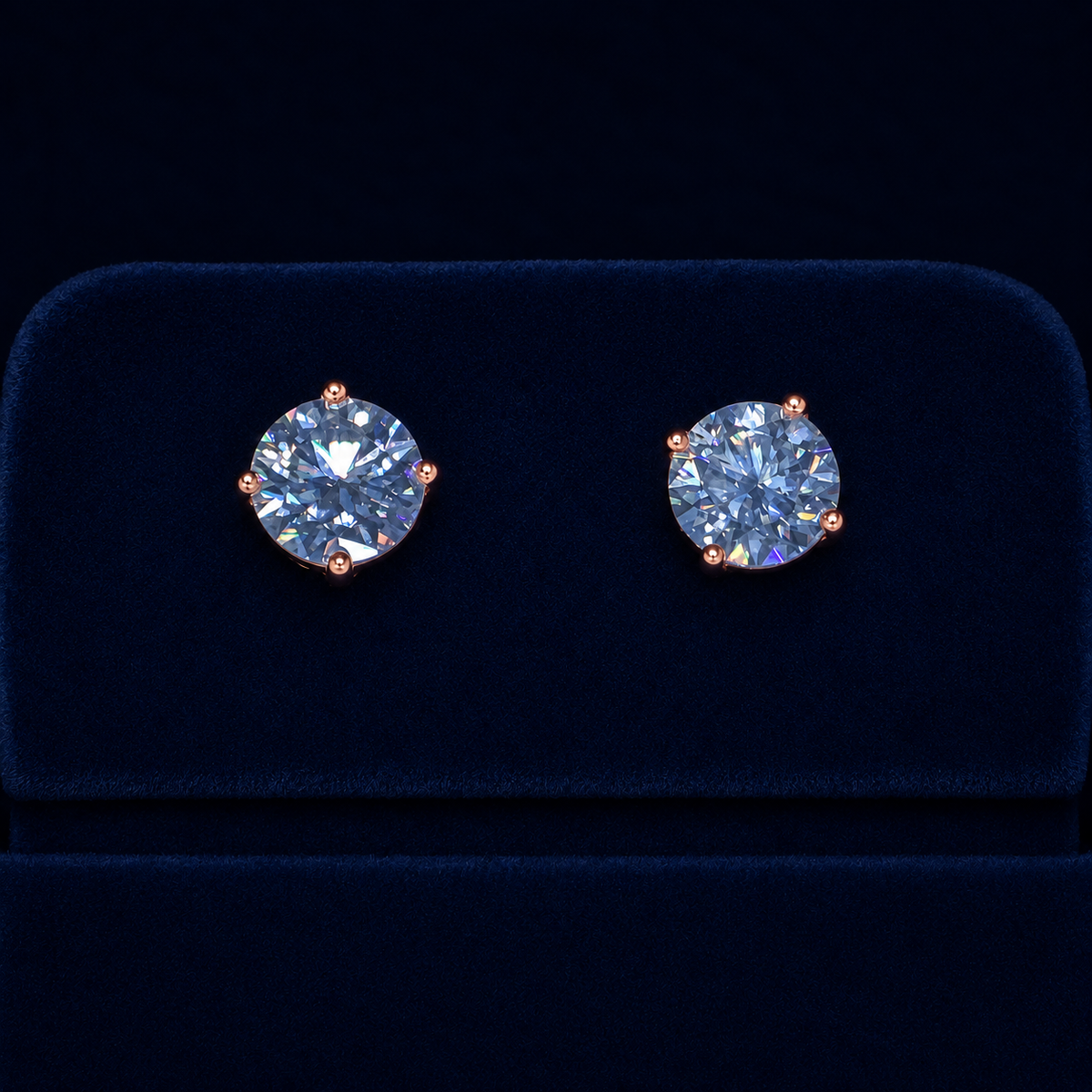 Large Round Solitaire Stud Earrings