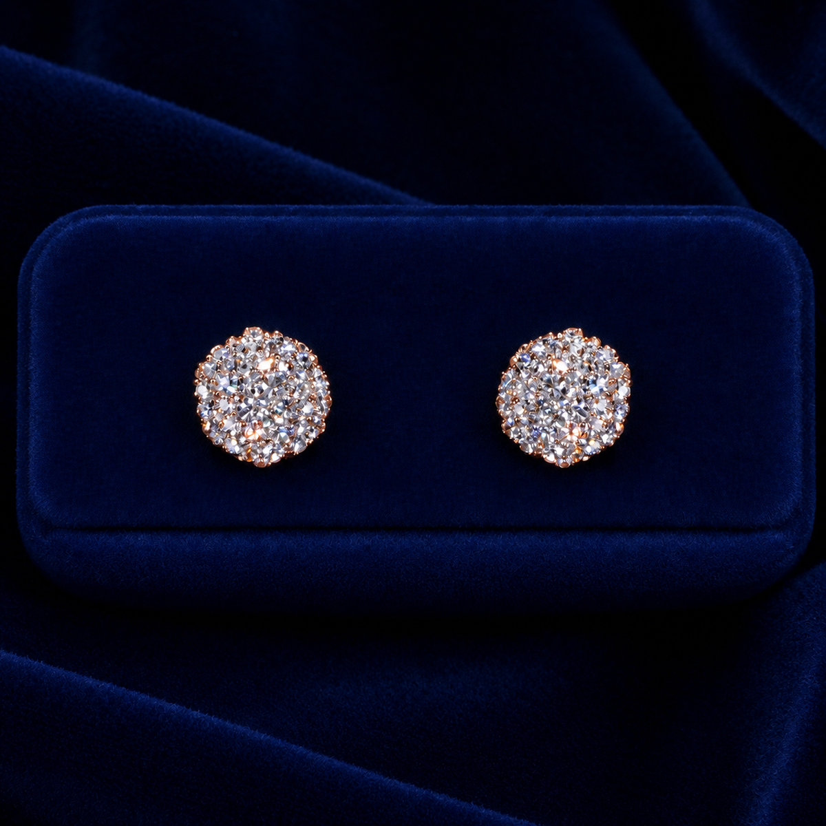 Pave Round Cluster Stud Earrings By Shaped Jewelers