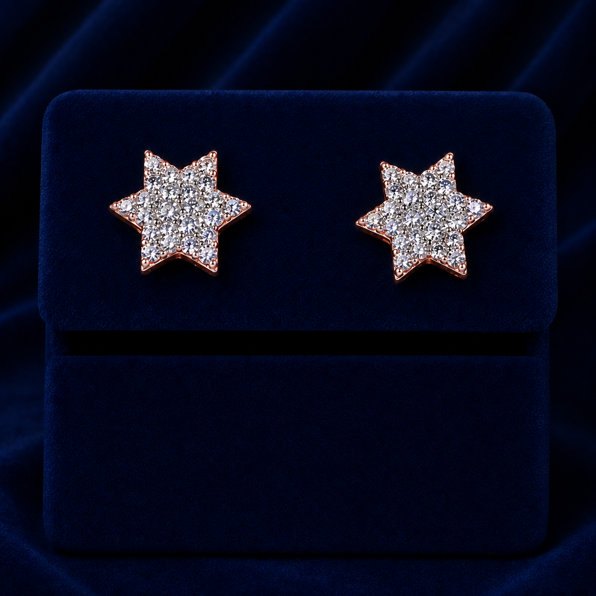 Pave Six-Point Star Stud Earrings By Shaped Jewelers