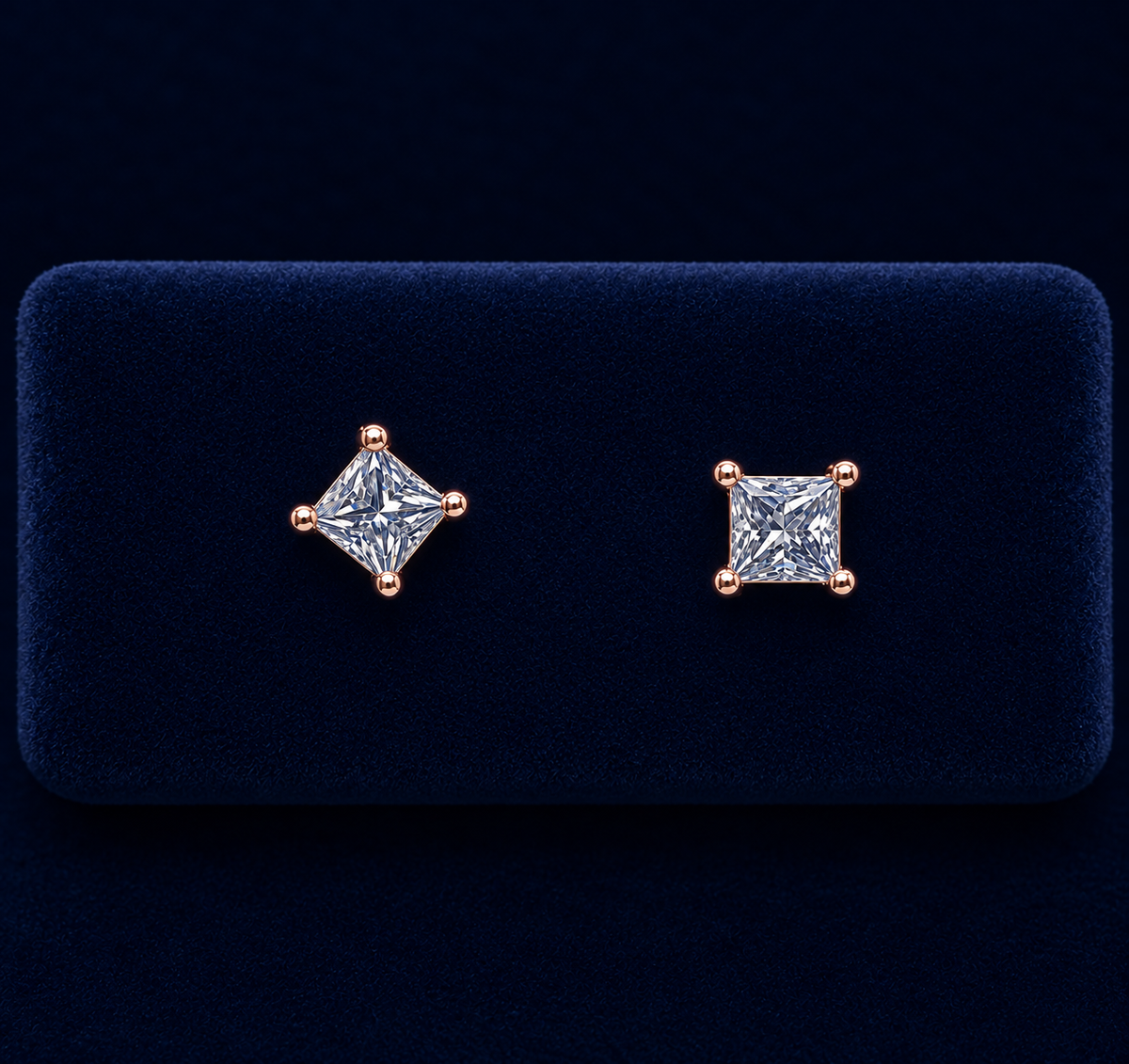 Princess-Cut Solitaire Stud Earrings By Shaped Jewelers