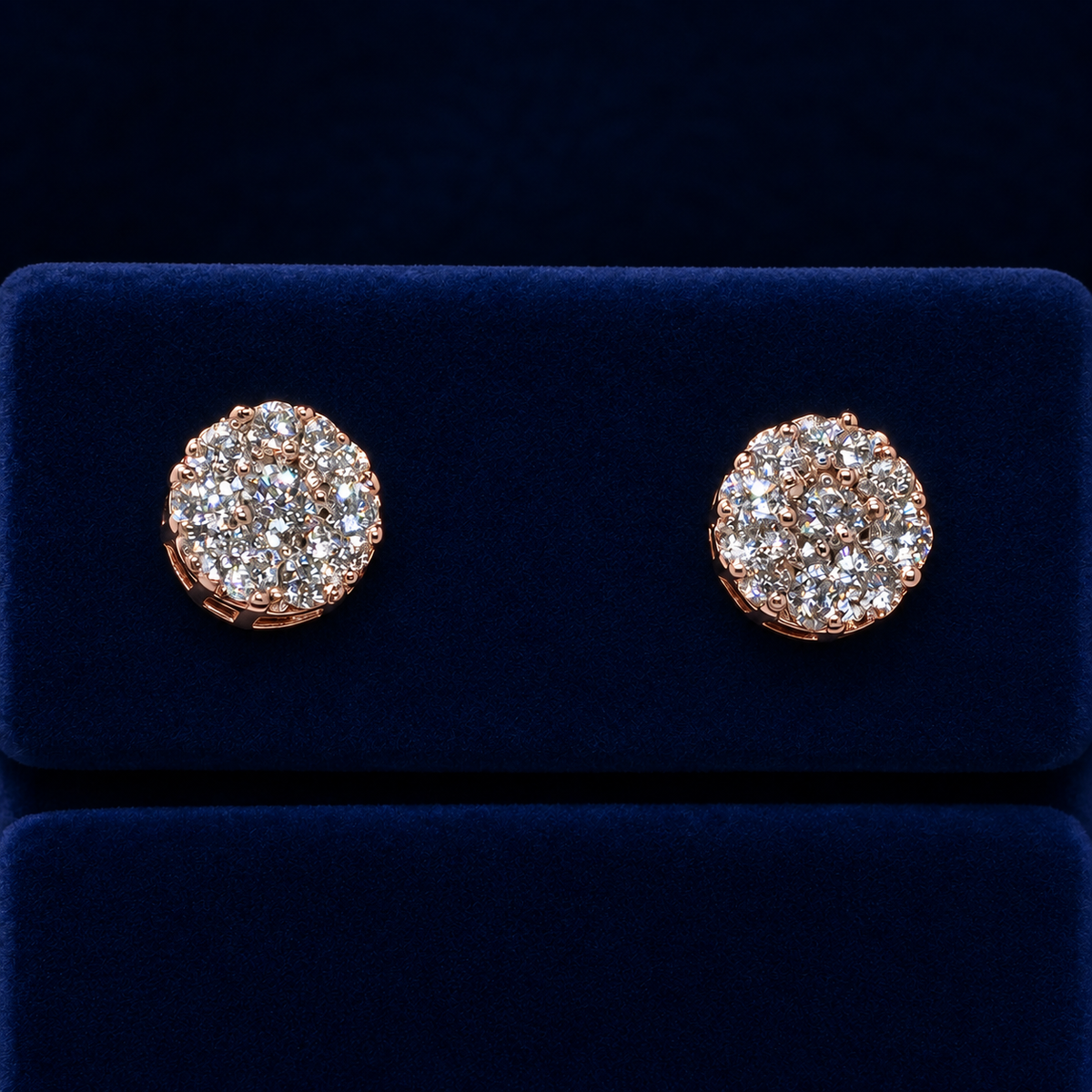 Round Composite Cluster Stud Earrings By Shaped Jewelers
