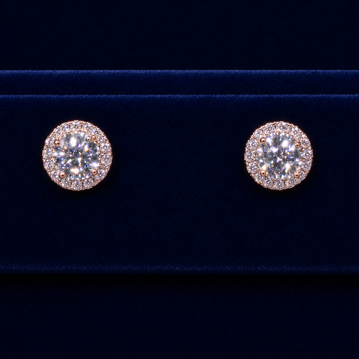 Round Halo Solitaire Stud Earrings By Shaped Jewelers