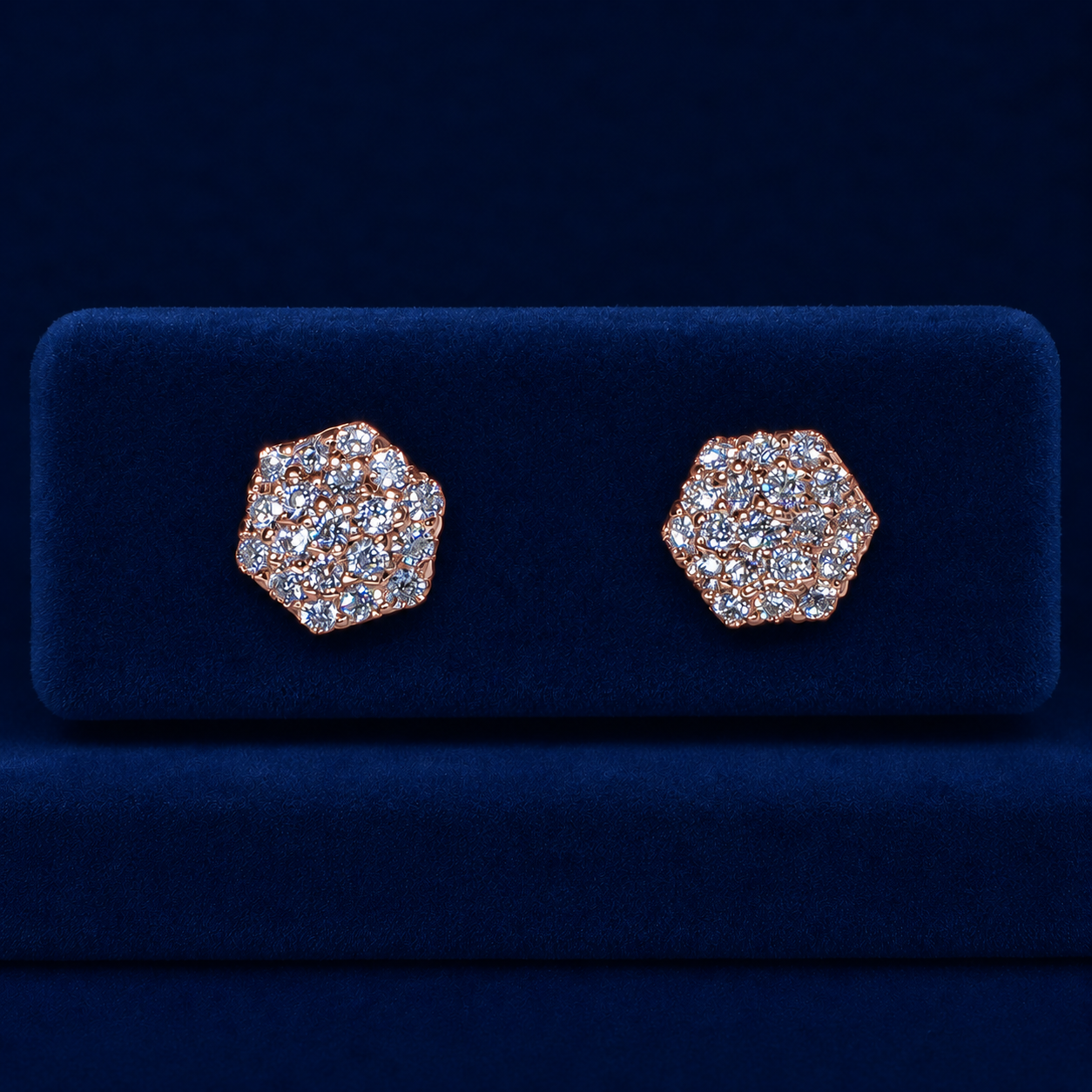 Sharp-Edge Honeycomb Cluster Stud Earrings By Shaped Jewelers