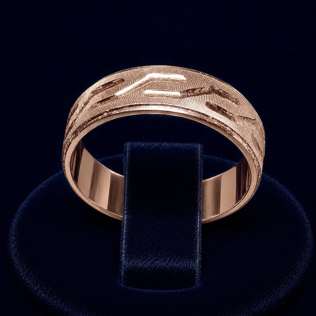 Wave Link Diamond-Cut Dome Ring By Shaped Jewelers