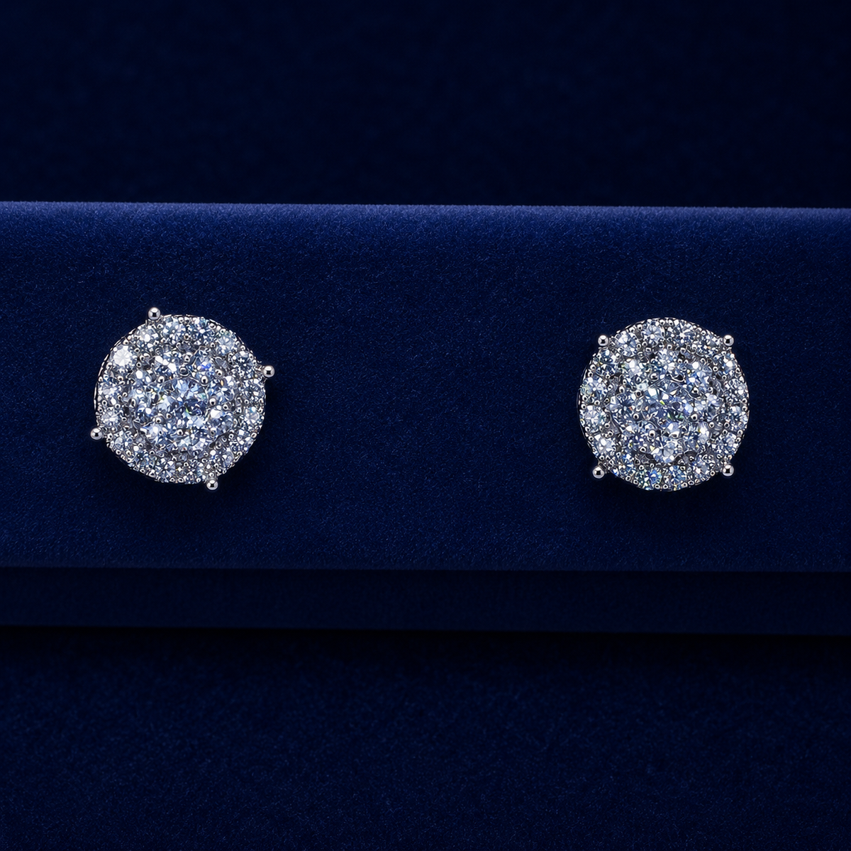 3D Two-Layer Round Cluster Stud Earrings