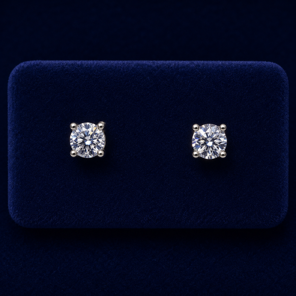 Small Round Solitaire Stud Earrings