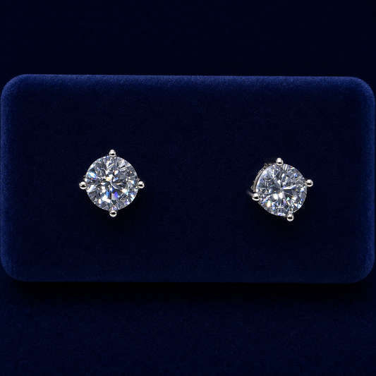 Medium Round Solitaire Stud Earrings