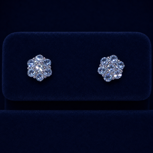 Small Honeycomb Flower Cluster Stud Earrings