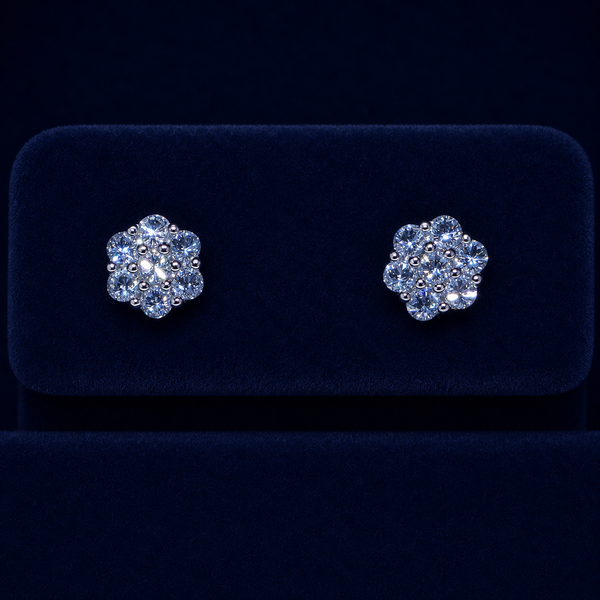 Small Honeycomb Flower Cluster Stud Earrings