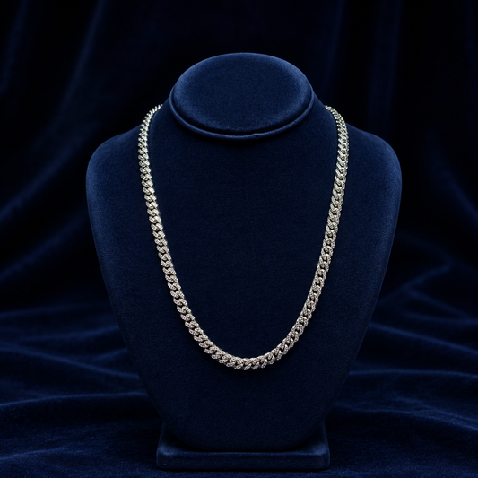 8mm Iced-Out Miami Cuban Link — Honeycomb Prong-Set