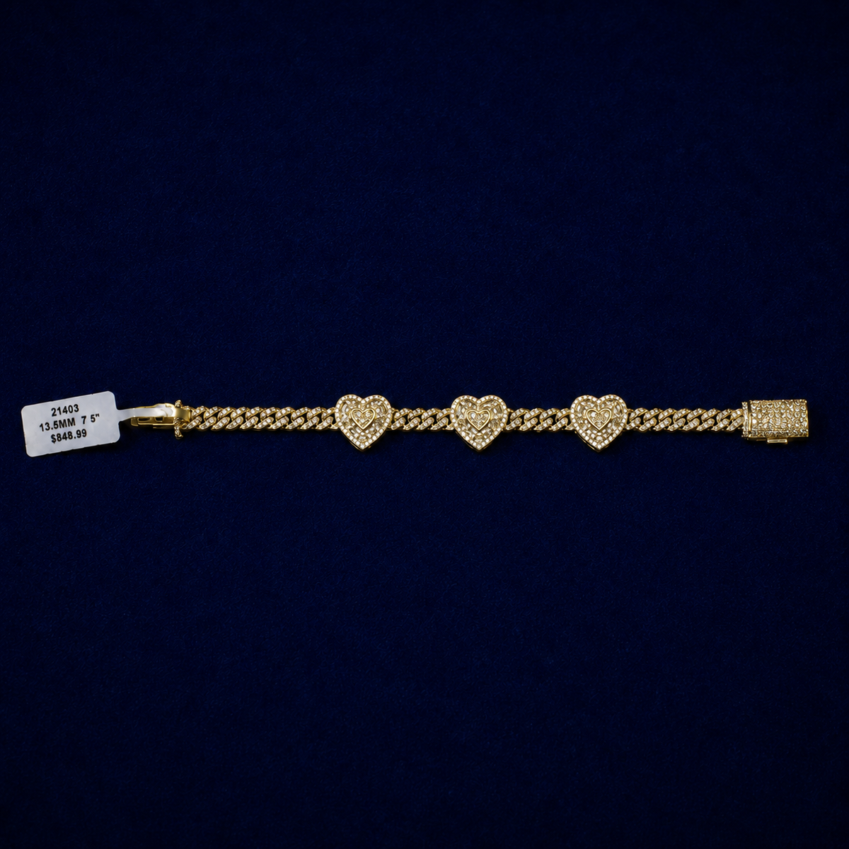Cuban Link Heart VVS Moissanite Bracelet by Spade Jewelers