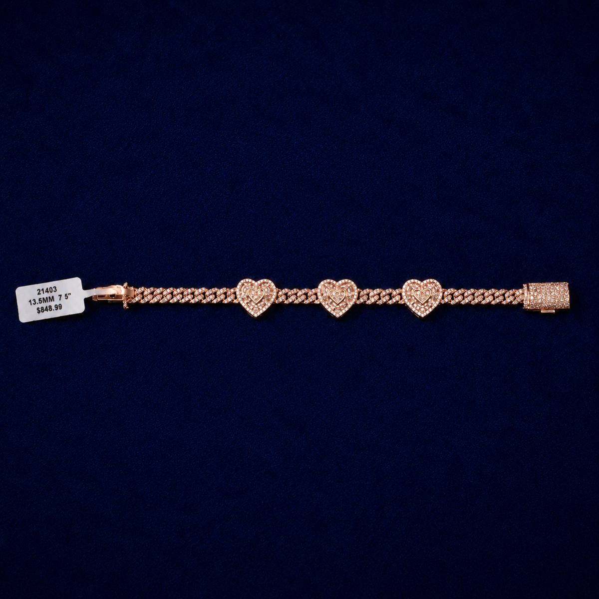 Cuban Link Heart VVS Moissanite Bracelet by Spade Jewelers
