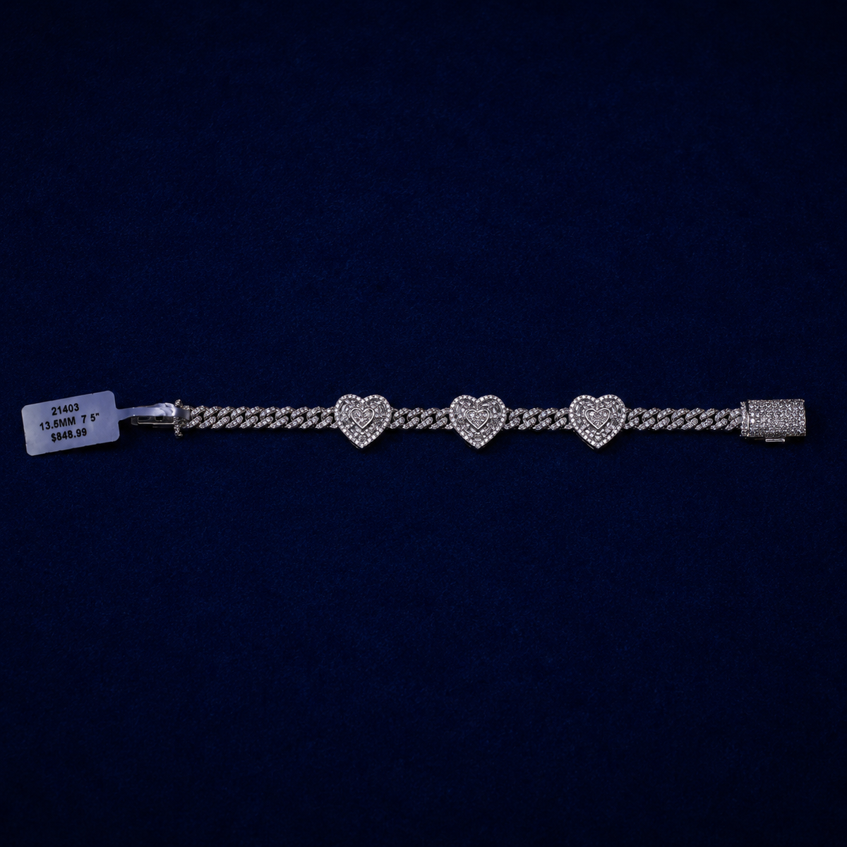 Cuban Link Heart VVS Moissanite Bracelet by Spade Jewelers