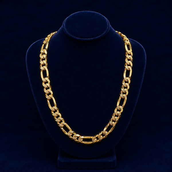 15mm Solid Figaro Chain – Diamond-Cut Pattern By Spade Jewelers