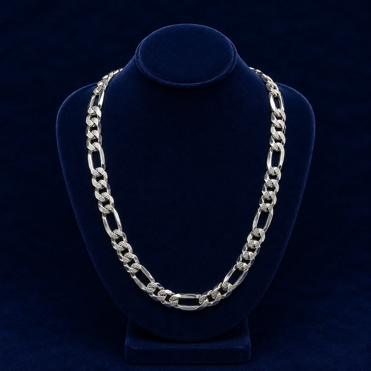 15mm Solid Figaro Chain – Diamond-Cut Pattern By Spade Jewelers