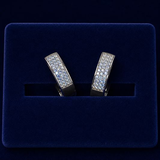 Prong-Set Pave Huggie Hoop Earrings