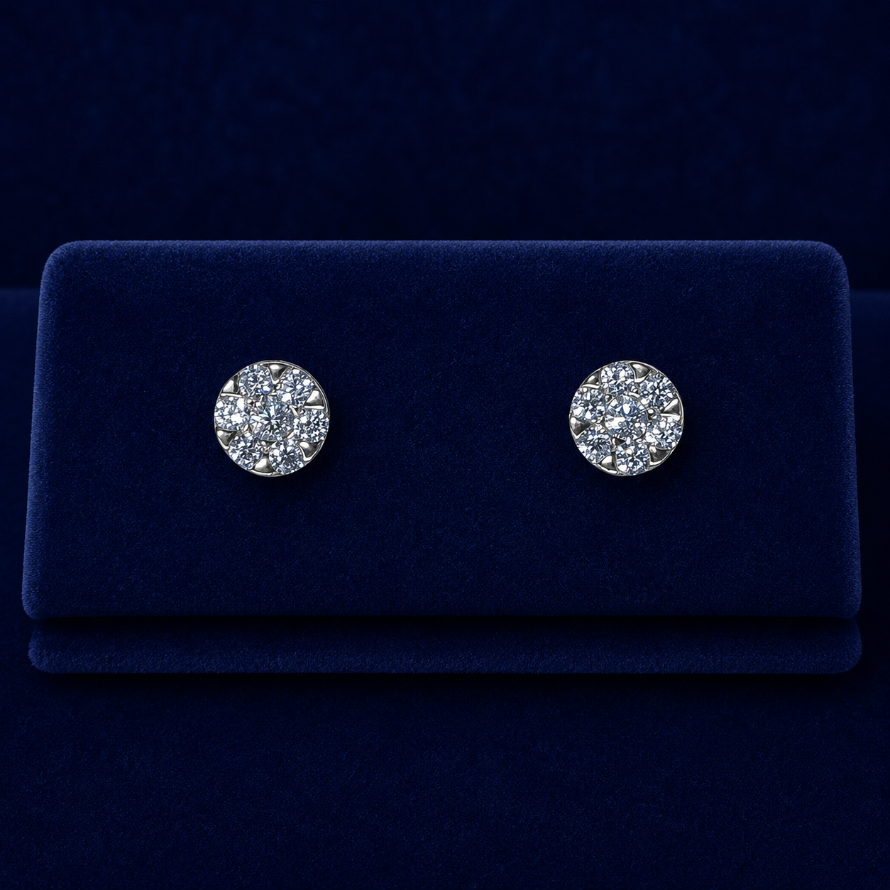 Round Cluster Halo Stud Earrings