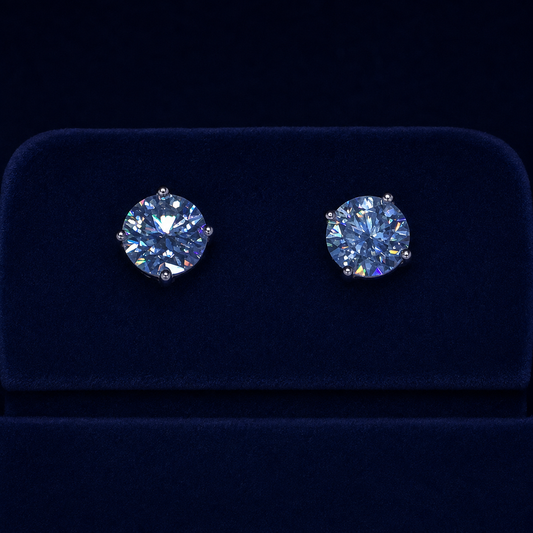 Large Round Solitaire Stud Earrings
