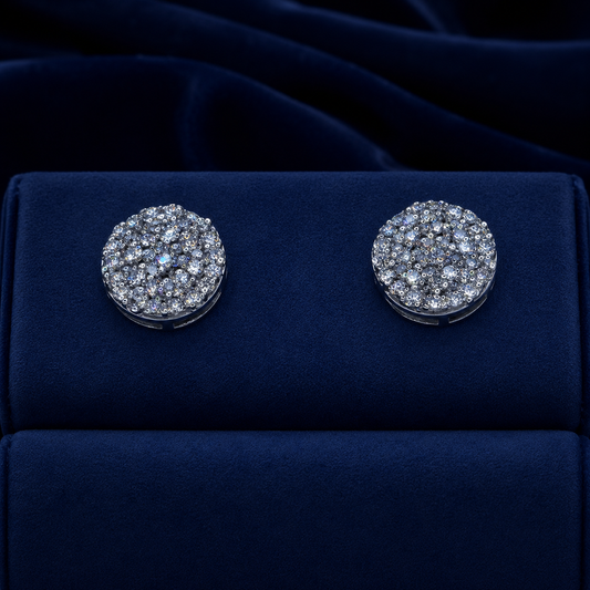 Round Micropave Cluster Stud Earrings