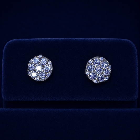 Honeycomb Cluster Round Stud Earrings