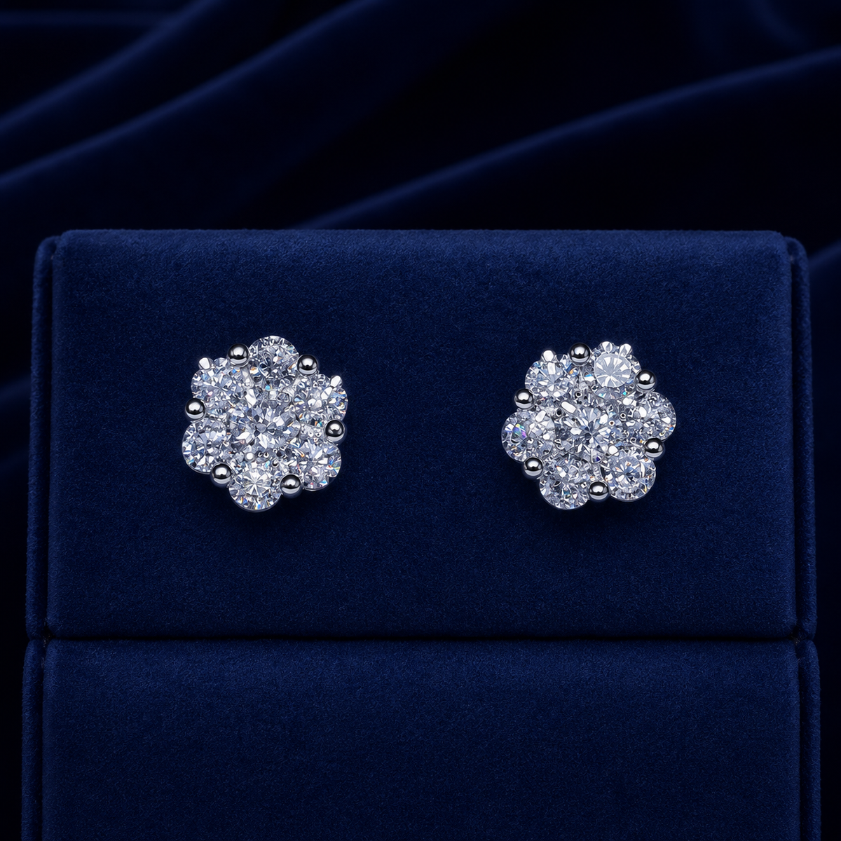 Medium Honeycomb Flower Cluster Stud Earrings By Shaped Jewelers