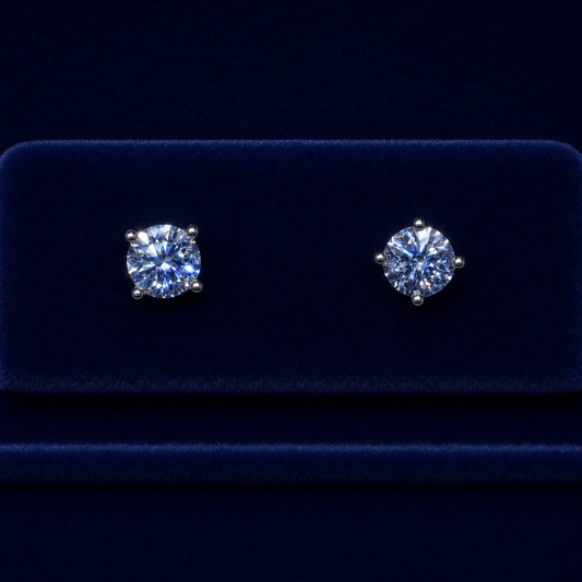 Classic Round Solitaire Stud Earrings