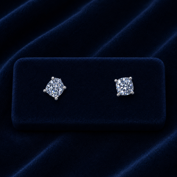 Four-Prong Compass Round Solitaire Stud Earrings By Shaped Jewelers