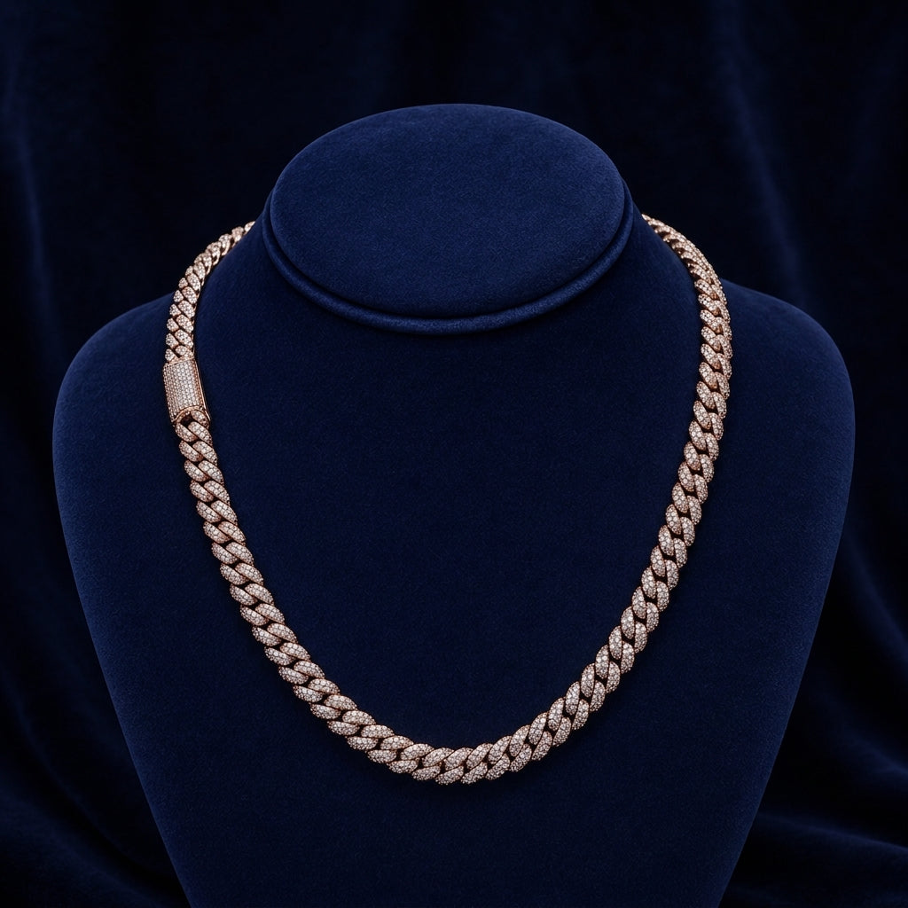 12mm Round-Edge Honeycomb Miami Cuban Link — VVS Moissanite By Shaped Jewelers