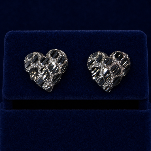 Diamond-Cut Heart Nugget Stud Earrings