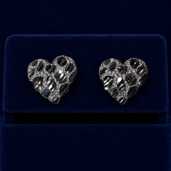 Diamond-Cut Heart Nugget Stud Earrings By Shaped Jewelers