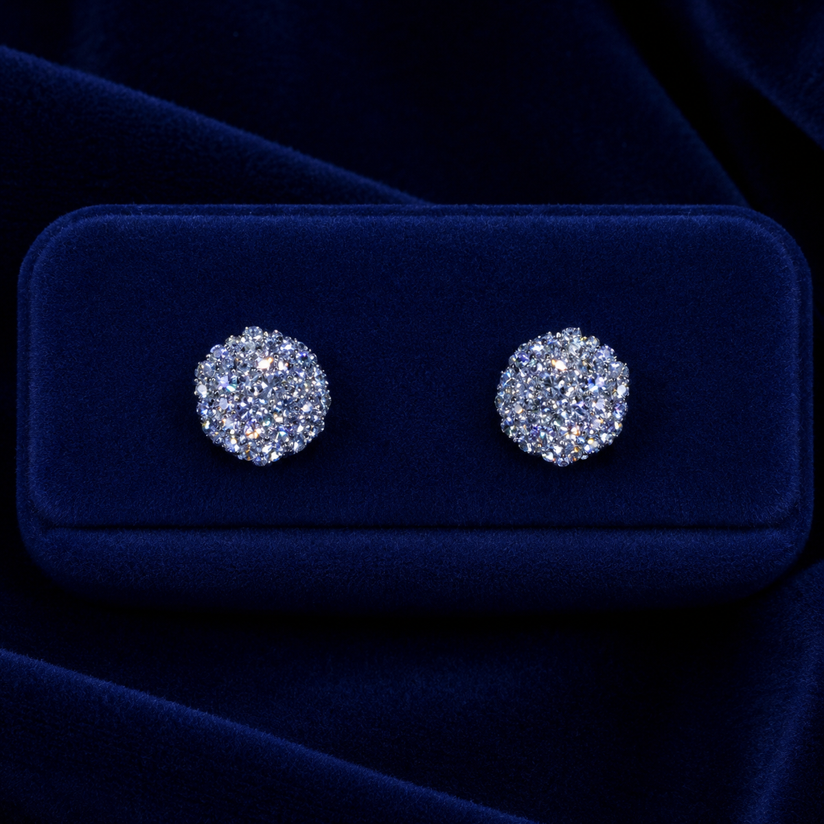 Pave Round Cluster Stud Earrings