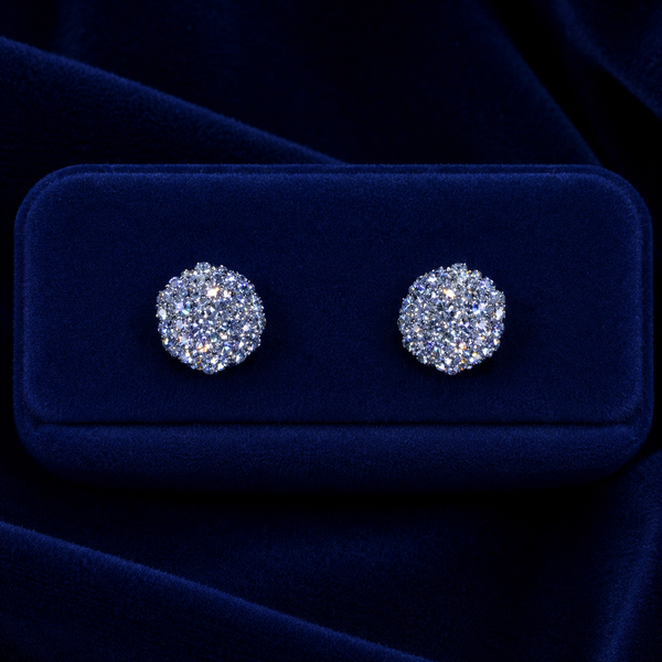 Pave Round Cluster Stud Earrings By Shaped Jewelers