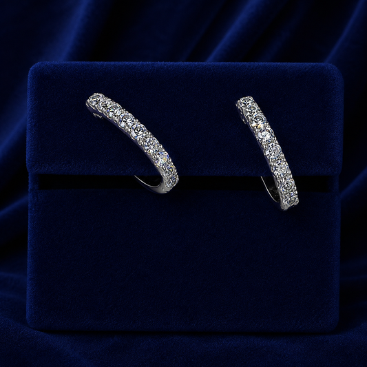 Single-Row Pave Huggie Hoop Earrings