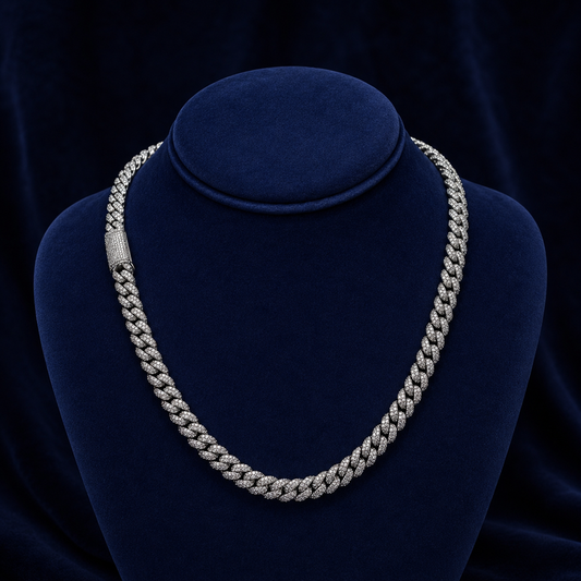 12mm Round-Edge Honeycomb Miami Cuban Link — VVS Moissanite