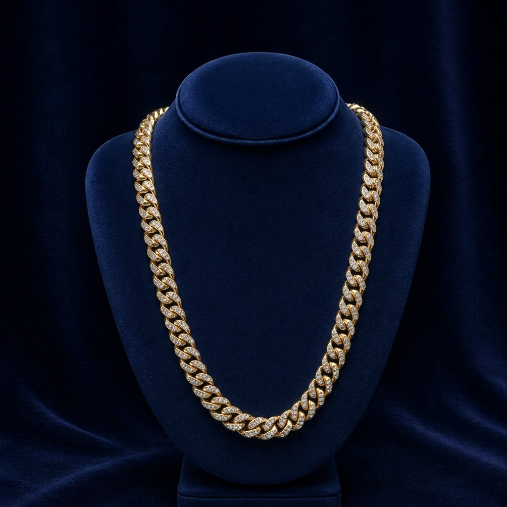 15mm Solid Miami Cuban Link — Rhodium Finish By Shaped Jewelers